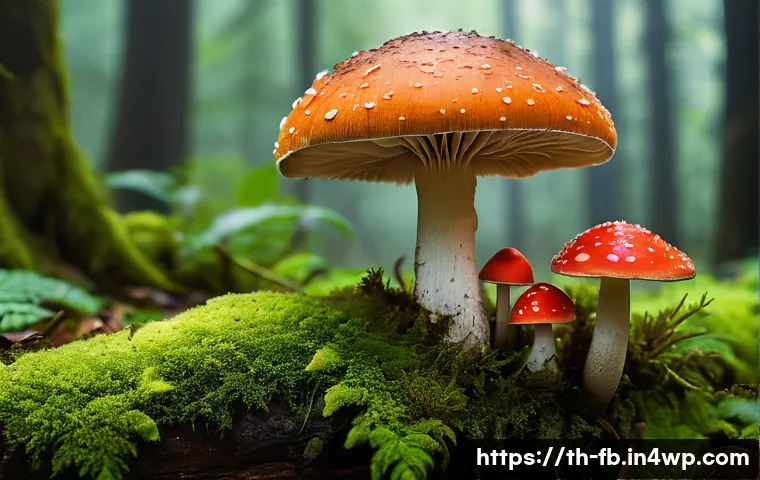 버섯 소재의 소비자 교육 필요성 - **Lush Forest Floor: Edible vs. Poisonous Mushrooms**
A detailed, close-up shot of a vibrant, da...