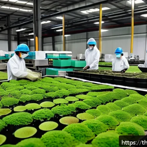 Home 31 버섯 기반 소재의 투자 기회 - A modern Thai eco-friendly packaging factory producing biodegradable mushroom-based materials, showi...