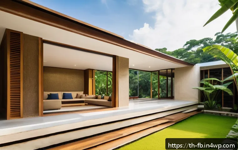 버섯 기반 건축 자재의 가능성 - A modern Thai eco-friendly house constructed primarily from mushroom mycelium building materials, sh...